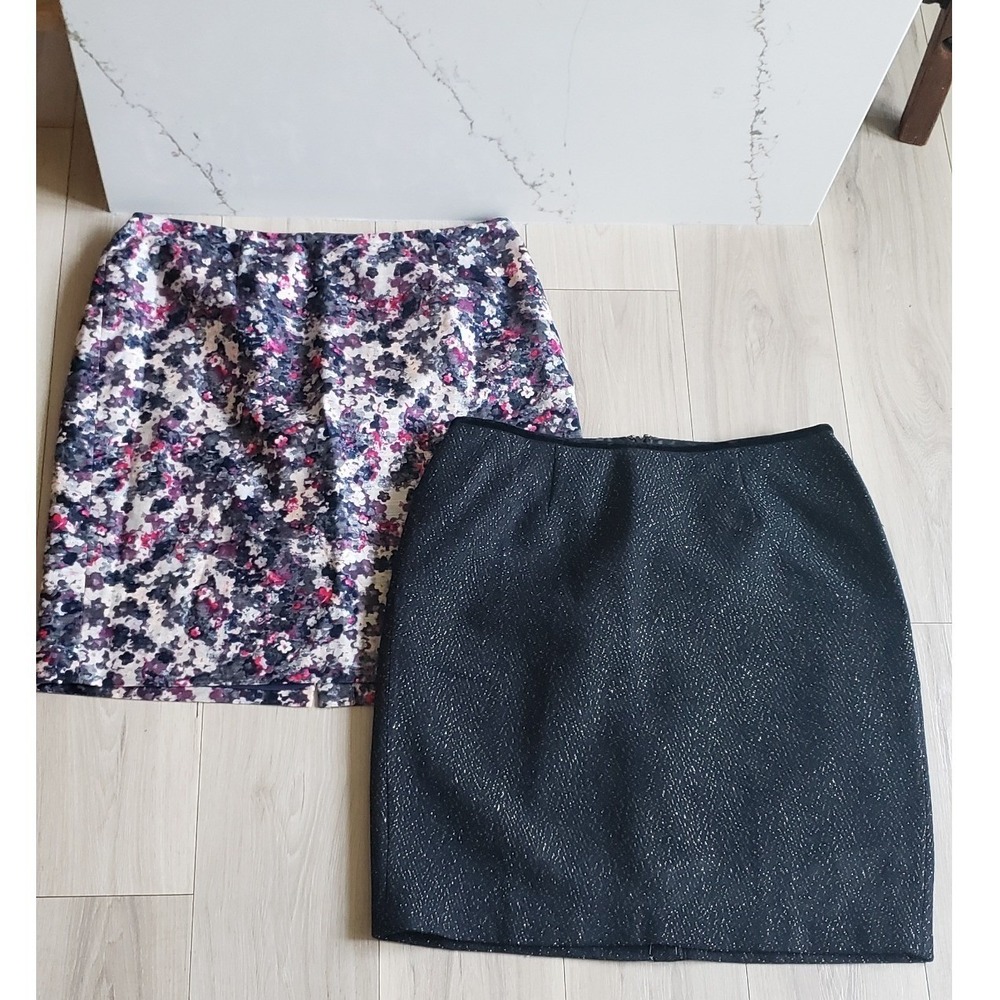 Talbots Skirts Bundle Women's 18 Black Floral Pencil Midi Skirt Lot 2 Career
